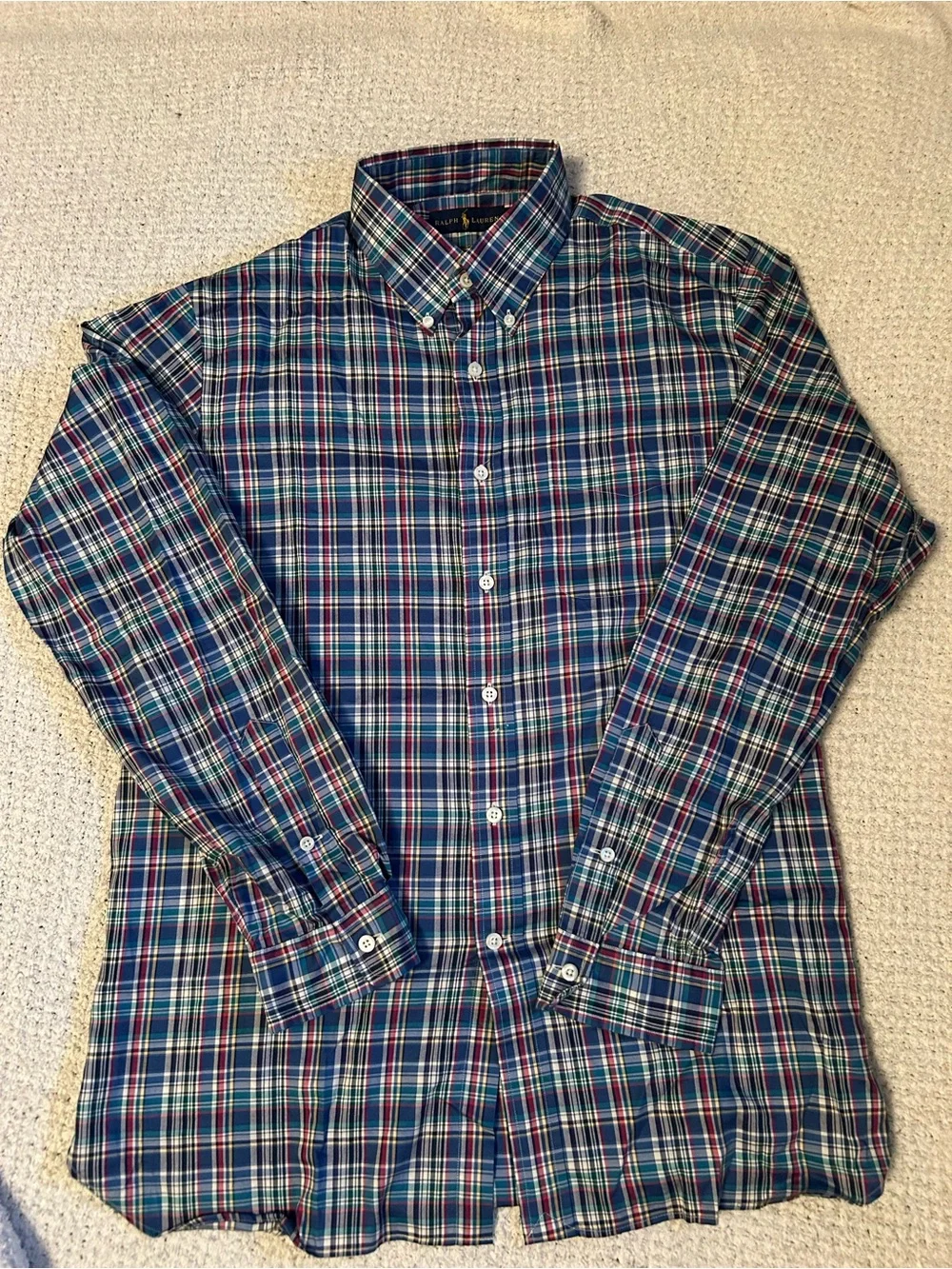 Large Polo Ralph Lauren Long Sleeve Button Down Shirt Multicolor Plaid